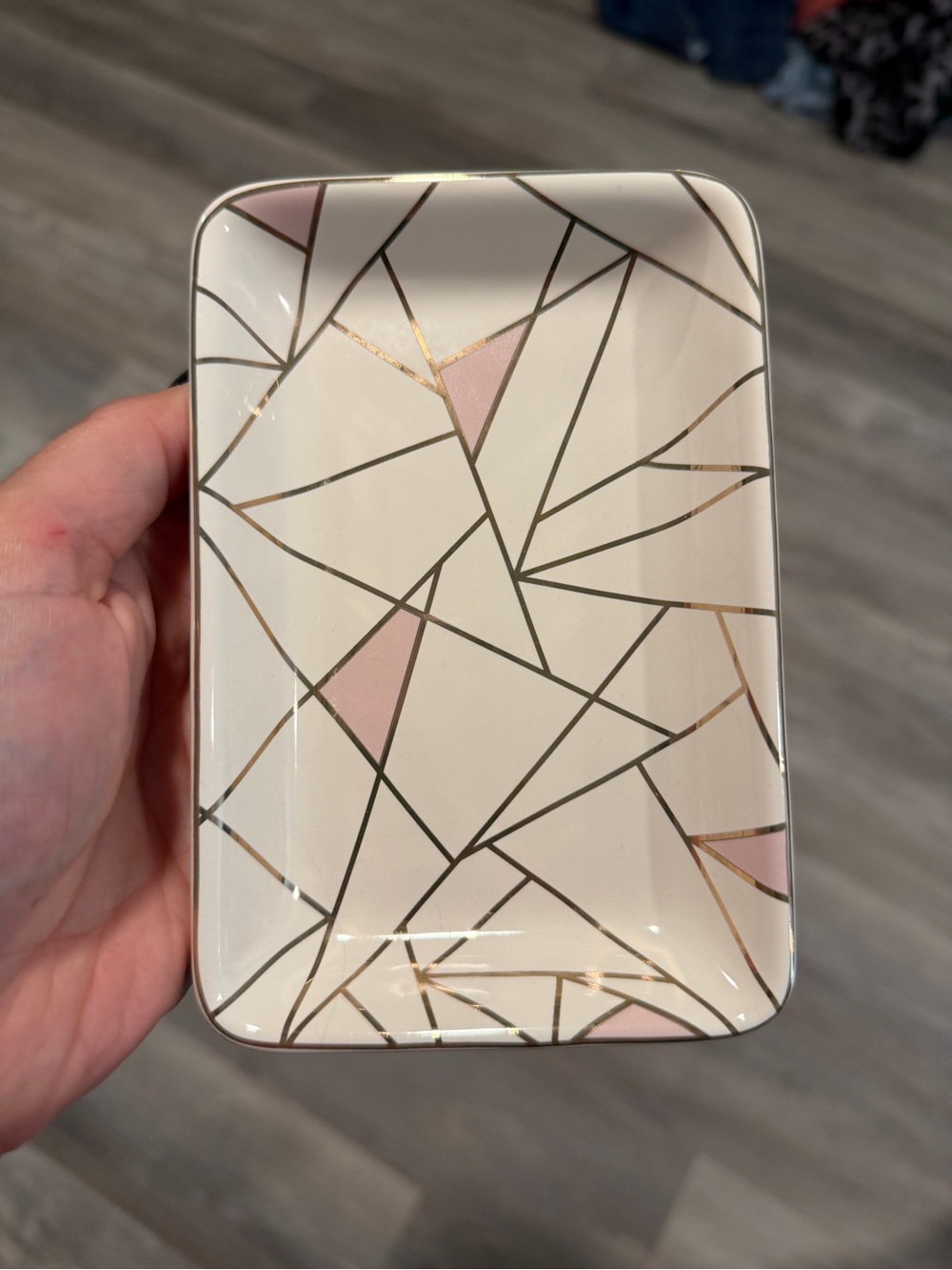Summer & Rose Celine Trinket Dish - Pink & Gold Geometric Ceramic Tray